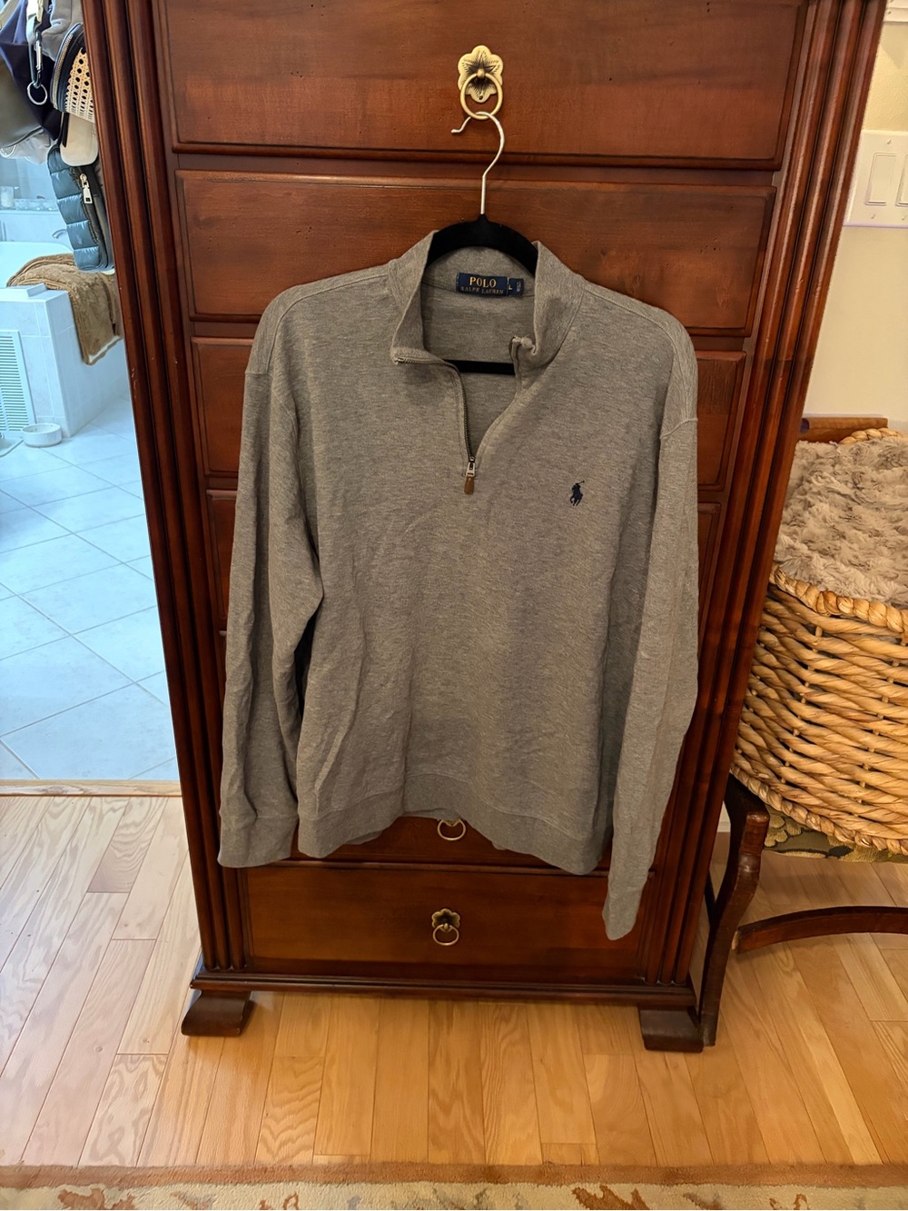 Polo by Ralph Lauren Gray Half-Zip Pullover Sweatshirt size Large
